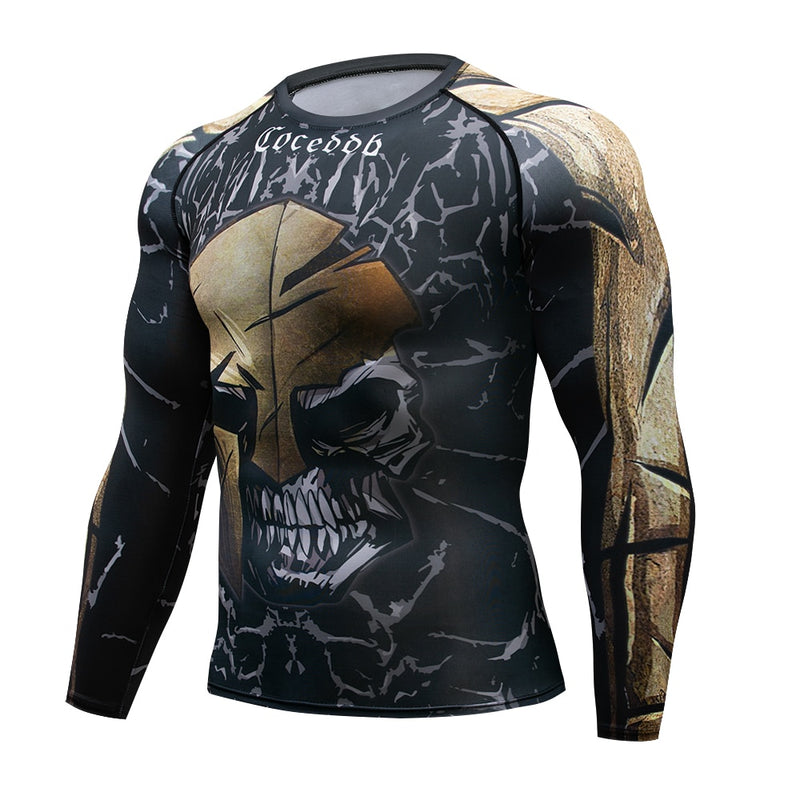 Men Compression t shirt Quick Dry Tight Sport Fitness T-Shirts Male Running 3D Aztec Running Gym Breathable T-shirt MMA T Shirt