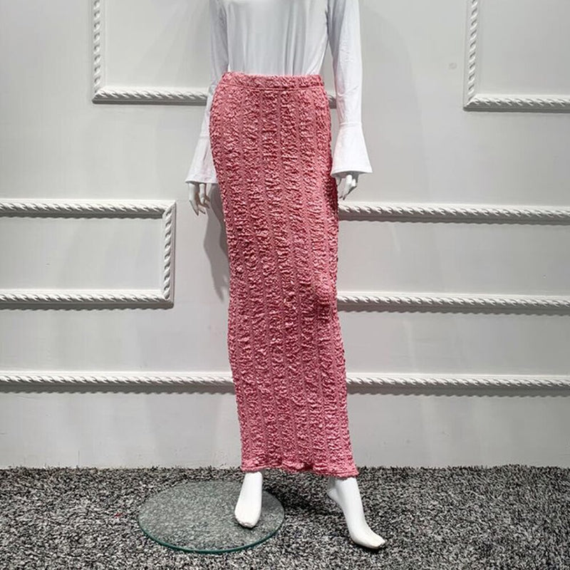 Moda coreana Faldas Mujer Moda musulmana de punto de cintura alta Maxi lápiz Falda larga Jupe Longue Crayon Femme Faldas Ropa de Mujer