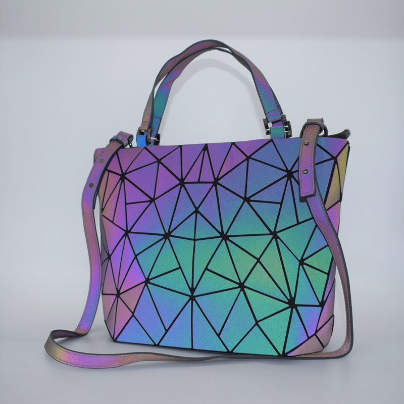 Neue Luminous Messenger Bags Frauen Bao Bag Diamond Tote Geometry Umhängetaschen Nachtleuchtende Laser Plain Folding Bag Handtaschen bolso