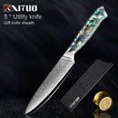 XITUO Damascus Steel knife Set 1-5 PCS Kitchen Tools Chef Knife Japanese Santoku Knives Boning knife Exquisite Shell Handle New