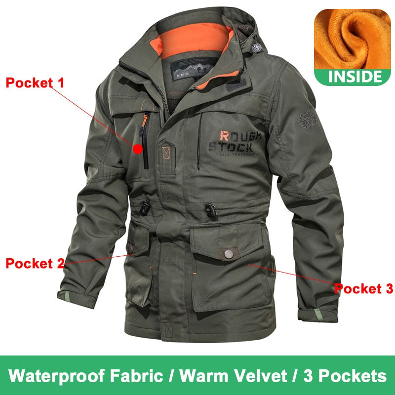 Spring Men Military Tactical Jackets Multi-Pockets Waterproof Casual Windbreaker Mens Coat Outdoor Hooded