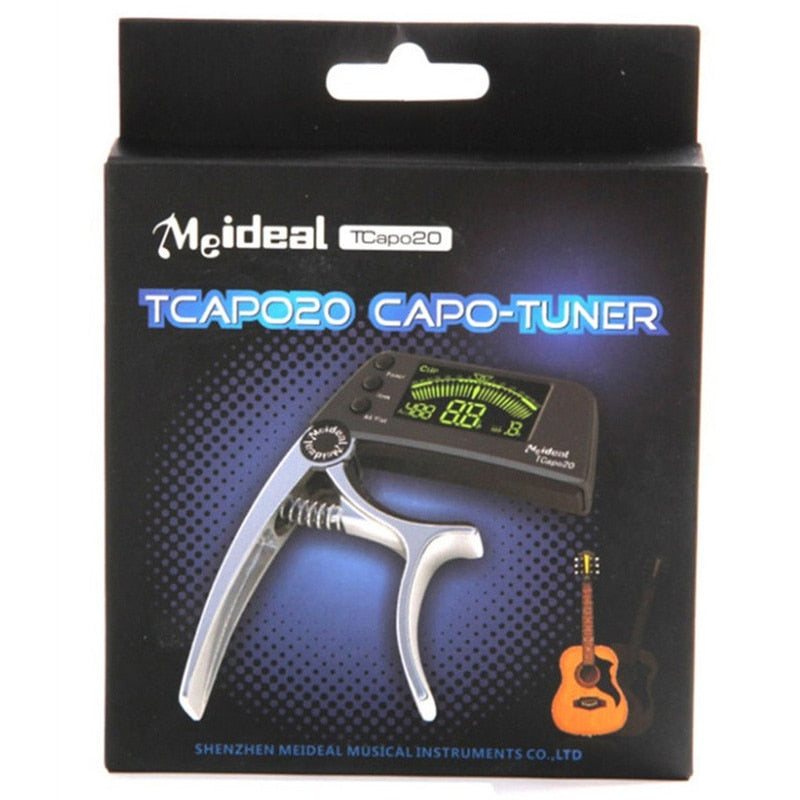 TCapo20 Afinador de guitarra acústica Capo Guitar Capofret 2 en 1 Capo Tuner Metal para guitarra eléctrica Bajo Piezas cromáticas