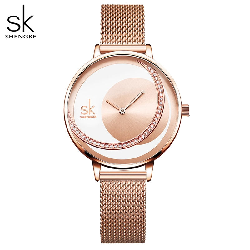 Shengke Crystal Women Watch Luxury Brand Ladies&