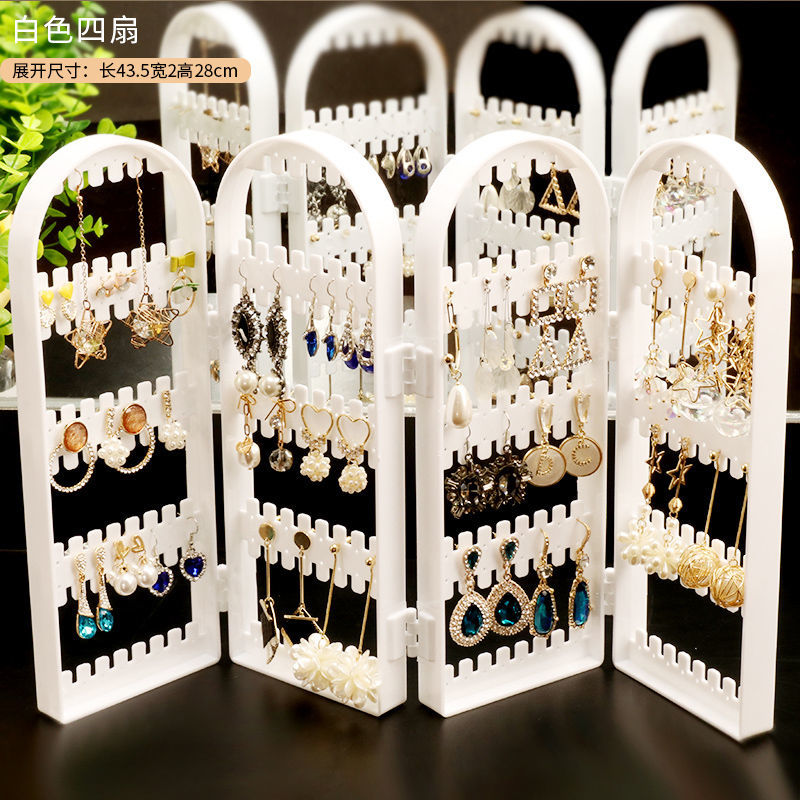 Jewelry Storage Box Earrings Display Stand Bracelet Necklace Organizer Foldable Portable Plastic Box 4 Doors 240 Holes Large