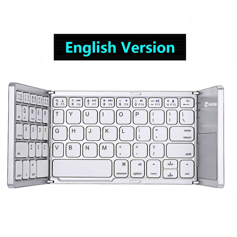 Folding Bluetooth Keyboard Wireless Klavye English/Russian/Spanish/Arabic/Hebrew/Portugues for IOS/Android/Windows ipad Tablet