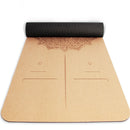 Naturkork-TPE-Yogamatte für Fitness-Sportmatten, Pilates-Übungen, rutschfeste Yogamatte mit Positions-Körperlinien-Trainingspad 183 * 61