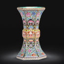 Enamel Qianlong Year of the Qing Dynasty Golden Hexagonal Vase Antique Porcelain Collection of Antique Porcelain