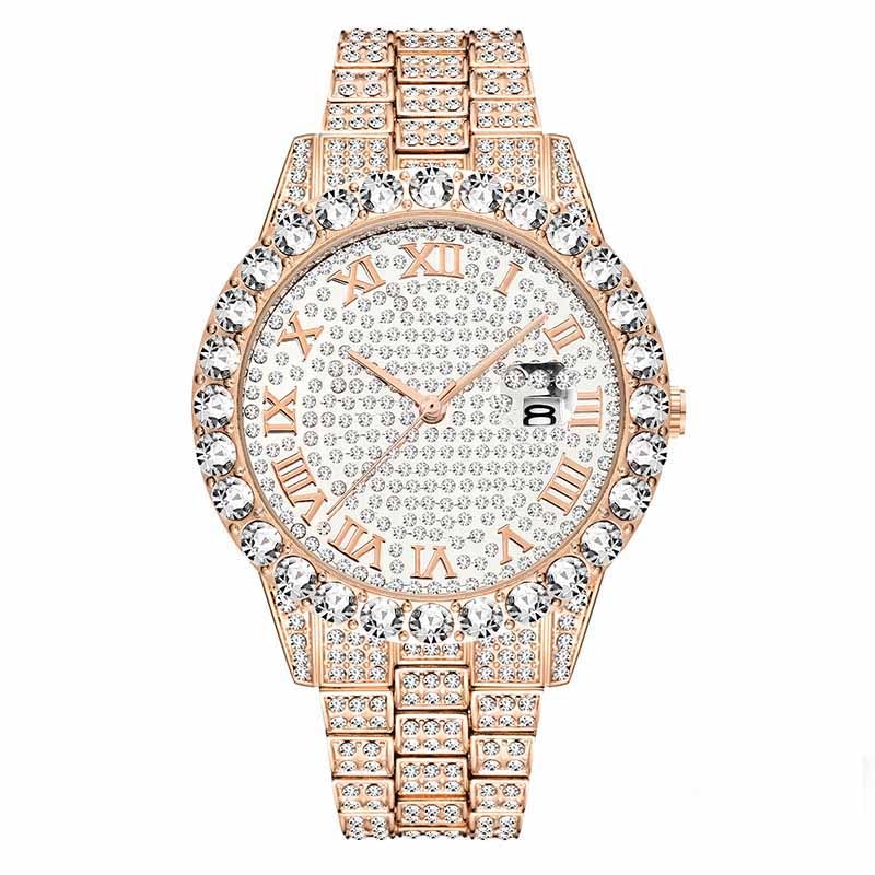 MISSFOX Herrenuhr 2020 Meistverkaufte Luxusmarke Blaues Zifferblatt Gold Herrenmode Uhren Herren Big Diamond Armband Luxusuhr Herren