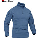 MAGCOMSEN Men's Army Combat Long Sleeve T Shirt Tactical Military Hunting 1/4 Zipper T-Shirt Outdoor Hiking Adventure Tee Shirts