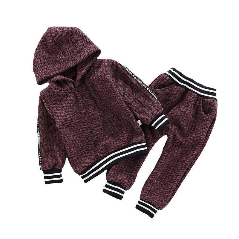 Kleinkind-Kleidung, weiche Baumwolle, Boutique-Set, Kinder, Jungen, solide, langärmelig, Kapuzenpullover, Trainingsanzug, Hose, Kinder-Outfit-Set für 1–4 Jahre