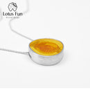 Lotus Fun Real 925 Sterling Silver Minimalism Style Fine Jewelry Geometric Near Round Design  Epoxy Pendant without Necklace