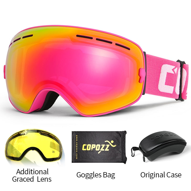 COPOZZ Marke Professionelle Skibrille Doppelschichten Objektiv Anti-Fog UV400 Große Skibrille Skifahren Snowboard Männer Frauen Schneebrille