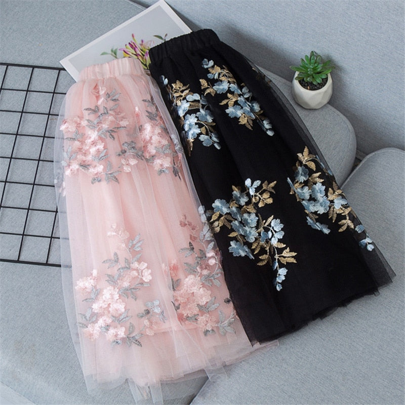 Teen Girls Skirts Embroidery Kids Sequin Skirt for Girls 2022 Summer Dance Long Skirt Princess Skirt Elastic Waist Child Clothes