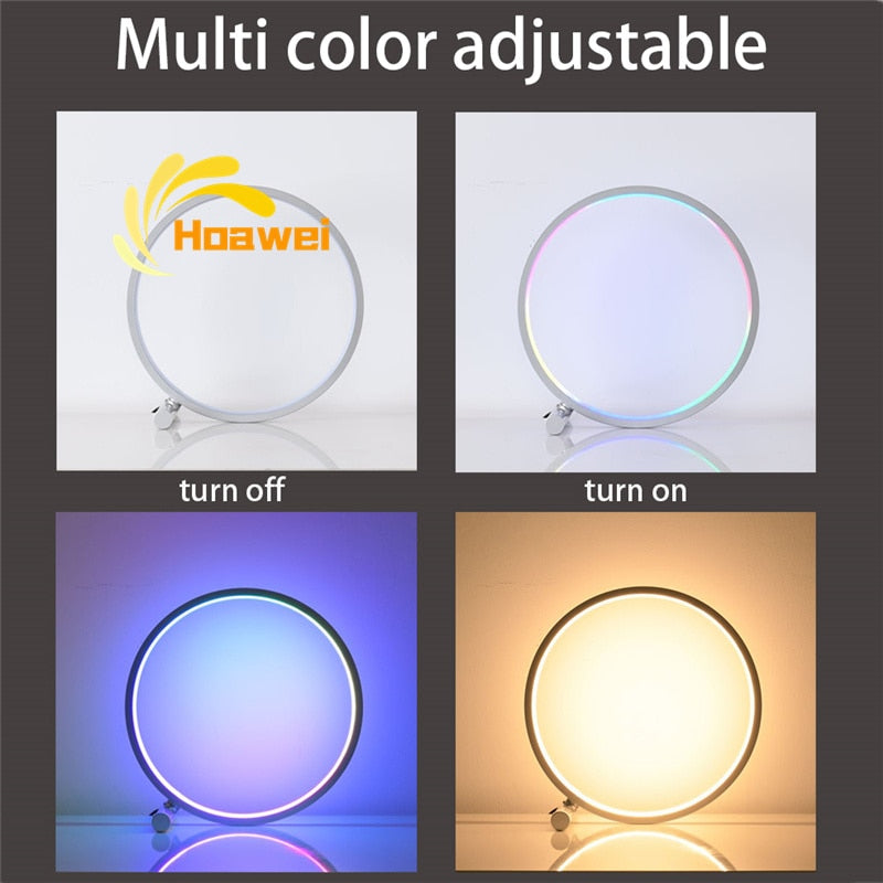 Nordic RGB Lamp Circle Led Table Lamp For Living room Bedroom Bedside indoor Lighting Table Lights For Home Decor Light Fixtures