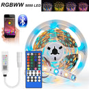 5M-30M LED Strip Light Bluetooth RGBWW SMD 5050 LED Lights DC12V RGB Led tape diode ribbon Flexible APP Phone Control+adapter