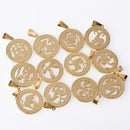 Jeroot Wholesales Stainless Steel 12 Horoscope Pendant Zodiac Sign Jewelry 12 Constellations Necklace