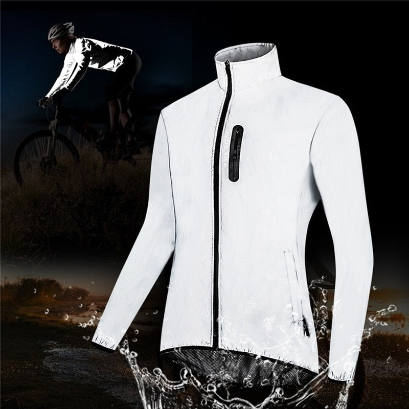 Chaqueta de ciclismo reflectante completa para hombre a prueba de viento impermeable para correr de noche ropa reflectante para montar en bicicleta MTB chaqueta