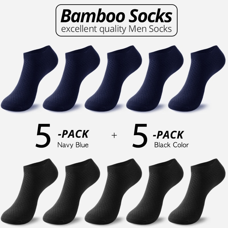 10 pares de calcetines de fibra de bambú para hombre, calcetines tobilleros cortos de negocios negros para hombre, calcetines transpirables de verano para hombre, zapatos de vestir, talla de ropa 38-44