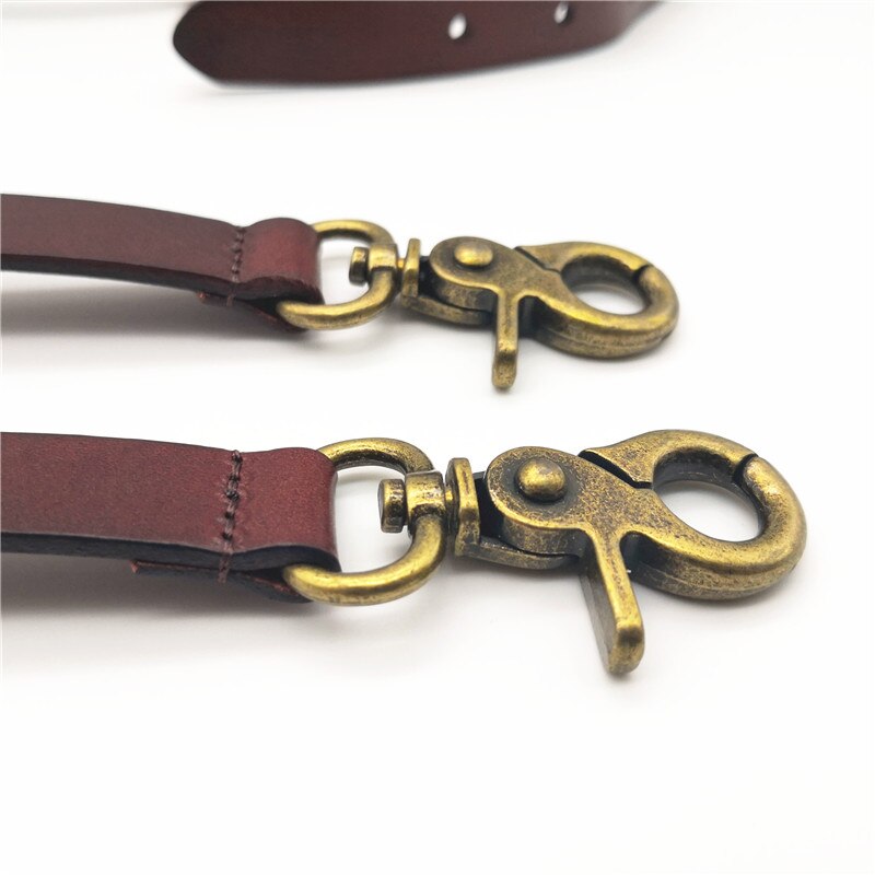 Suspenders Vegetable tanning leather strap Bronze retro scalper strap