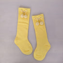 6 Colors.Unisex Children Cherry Hair Ball Knee High Socks.Baby Toddler In Tube Socks For Girls Boys.Kid Cherry Knitted Sock 2-6Y