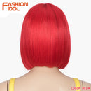FASHION IDOL 10 Inch Bob Wigs Straight Hair Lace Wigs For Women Cosplay Wigs Heat Resistant Fake Hair Synthetic Free Shipping