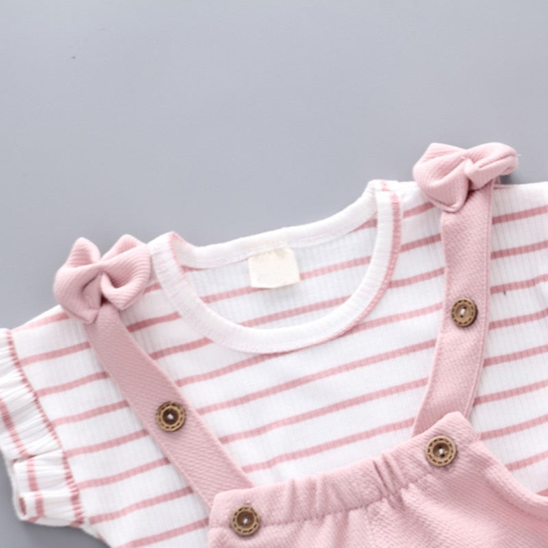 Infant Baby Girl Baby Sommerkleidung Striped Top Strap Shorts Set für Neugeborene Baby Mädchen Kleidung 1. Geburtstag Outfits Coole Sets