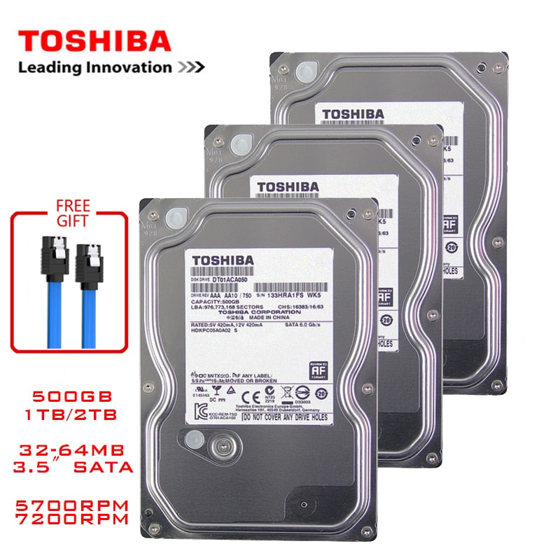 Toshiba 500GB desktop computer hdd 3.5&quot; internal mechanical hard disk SATA3 6Gb/s hard disk 1TB 2TB 5700-7200 RPM buffer