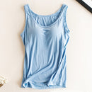 Women Built In Bra Padded Tank Top Female Modal Breathable Fitness Camisole Tops Solid Push Up Bra Vest Blusas Femininas
