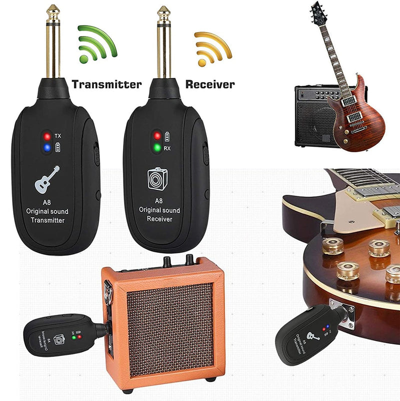 Guitar Wireless System Transmitter Receiver Built-In Rechargeable Wireless Guitar Transmitter Guitar Transmitter Accessory