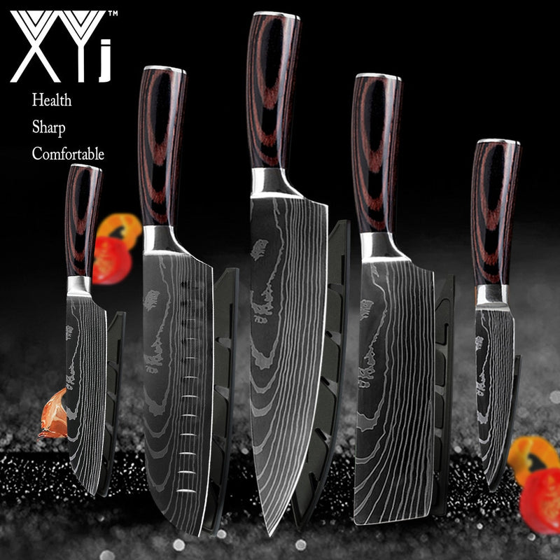Kitchen Knife Set Stainless Steel Knife Holder Gift Knife Cover Santoku Utility Cleaver Bread Paring Nakiri Knives Cutter Tools