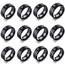 Vnox 12 Horoscope Ring for Men Black Stainless Steel Twisted Wia Insert Tough Man Anel Aries Leo Constellation Wedding Band