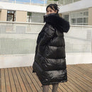 Huge Real Raccoon Fur 2021 Winter Long Down Jacket Women White Duck Down Coats Loose Hooded Parka Thick Warm Windproof Overcoat