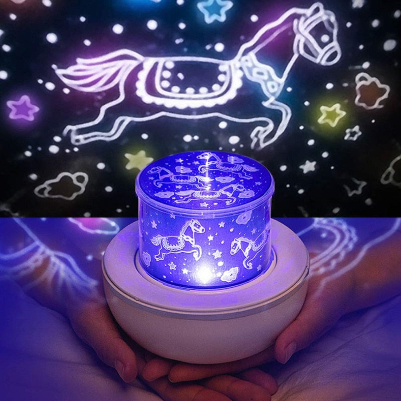 Bunte Projektorlampe und Nachtlicht 2 in 1 Universum Sternenhimmel Drehen LED Lampe Blinkender Stern Kinder Baby Geschenk USB Power