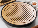 Bamboo Tea Tray Solid Bamboo Tea Board Kung Fu Tea Set with Drain Rack Tools Tea Serving Teapot Tray Set Teal Kitchen Accessorie