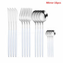 Black Tableware Forks Knives Spoons Cutlery Dinner Set Stainless Steel Cutlery Set Kitchen Flatware Set 16Pcs Luxury Dinnerware