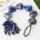 CSJA Heart Shape Natural Stone Car Hanging Chakra Chip Bead Healing Crystal Handmade Weave Lucky Ornament Window Wall Decor G541