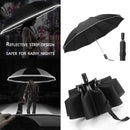 LED Automatic Umbrella With Reflective Stripe Reverse Led Light Umbrella Non-automatic Folding Inverted Russian Warehouse