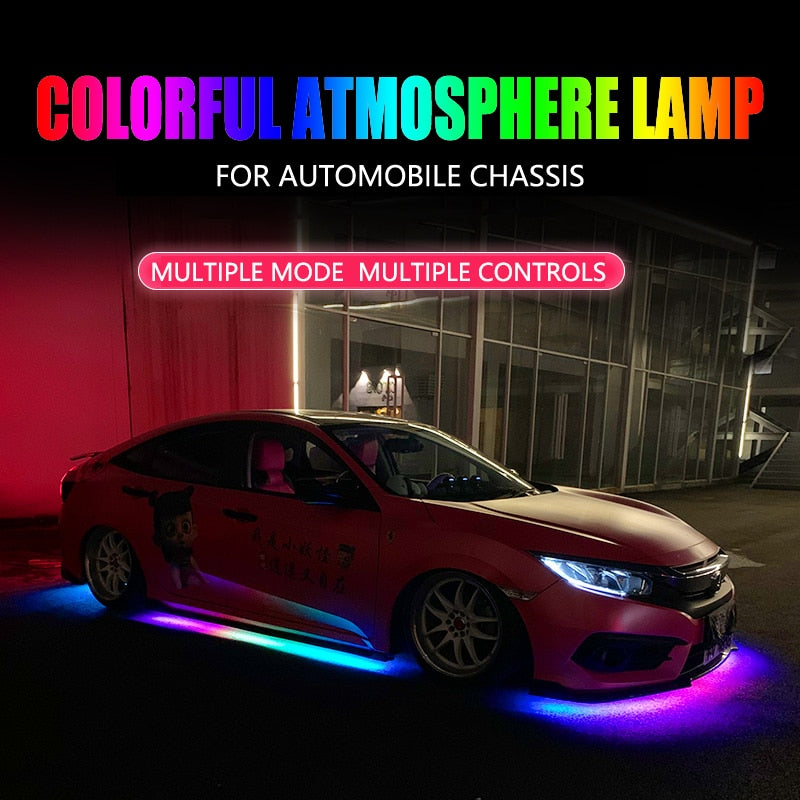 Niscarada RGB Multicolor Flexible Flowing Car LED Light Underglow Underbody Waterproof Automobile Chassi Neon Atmosphere Light