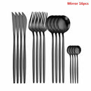 Black Tableware Forks Knives Spoons Cutlery Dinner Set Stainless Steel Cutlery Set Kitchen Flatware Set 16Pcs Luxury Dinnerware
