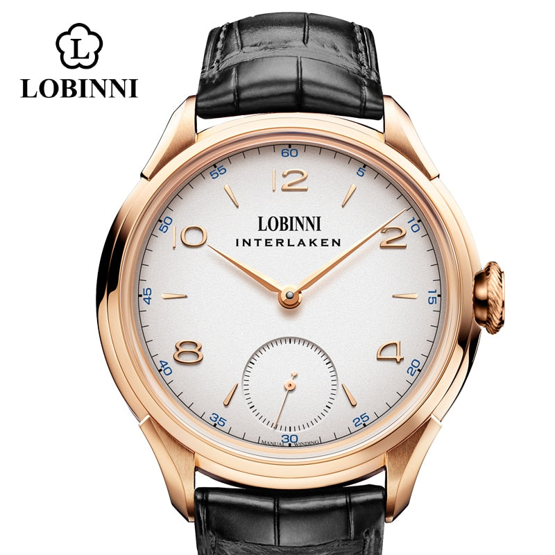 LOBINNI Seagull Mecánico Movimiento de cuerda a mano Relojes masculinos Lujo Suiza Marca Hombre Reloj impermeable Reloj de pulsera masculino