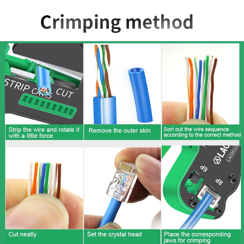 LAOA Crimpzange Crimper Network Tools Kabelabisolierer Drahtschneider Schneidzange Terminal Crimp Tragbares Werkzeug