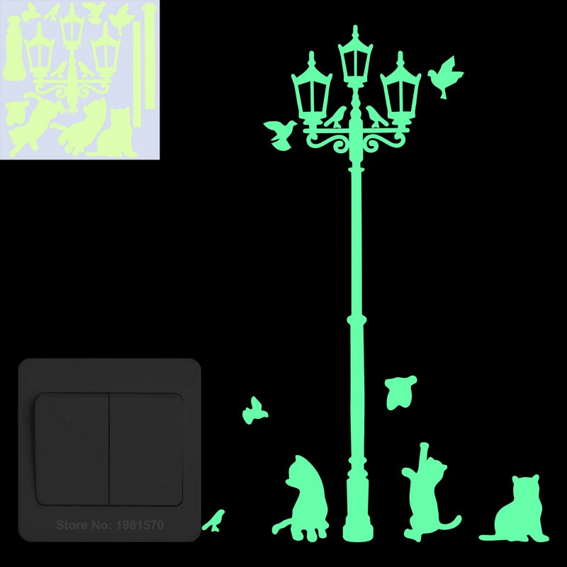 Glow in the Dark Cat Sticker Kids Room Luminous Stickers Home Decor Cartoon Wall Sticker Car Phone Bathroom Toilet Decoration