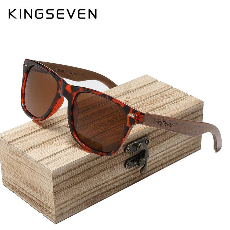 KINGSEVEN New Black Walnut Sunglasses Wood Polarized Sunglasses Men&