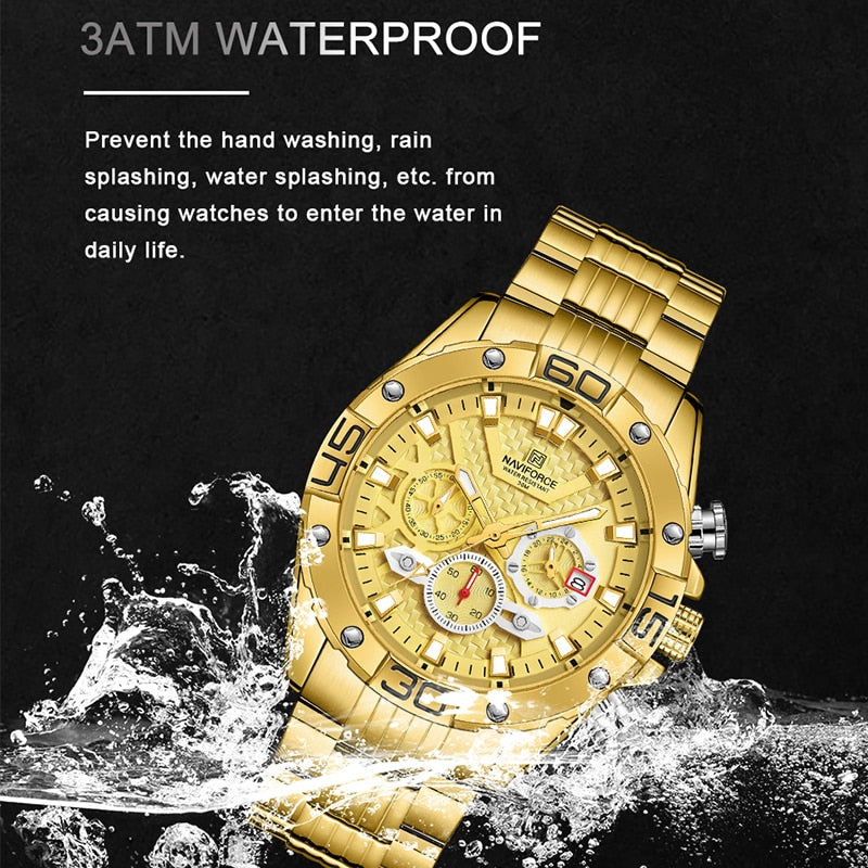 NAVIFORCE Fashion Watches For Men Luxury Original Classic Quartz Clock Analog Chronograph Sport Waterproof Steel Band WristWatch