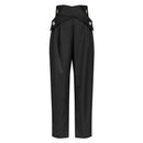 TWOTWINSTYLE, pantalones informales irregulares para mujer, pantalones rectos ajustados con botones de cintura alta para mujer, moda de otoño, novedad de 2020