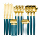 Western Cutlery Set 30 Piece Tableware Set Stainless Steel Dinnerware Black Spoon Fork Knife Dinner Set Complete Home Flatware