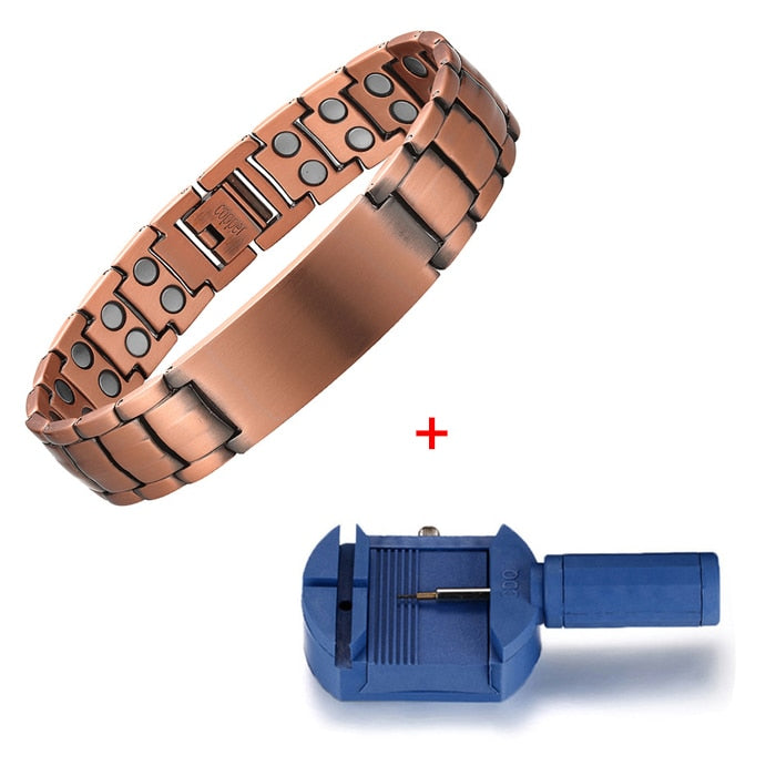 Copper Magnetic Bracelet Personalize ID Name Bracelets for Men Women Adjustable Wristband Bracelet Bangle Metal Jewelry Gift