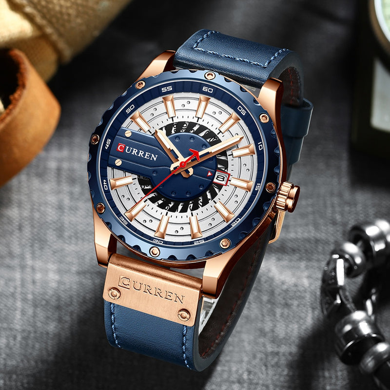 CURREN Watches Top Brand Fashion Leather Wristwatch Casual Quartz Men&