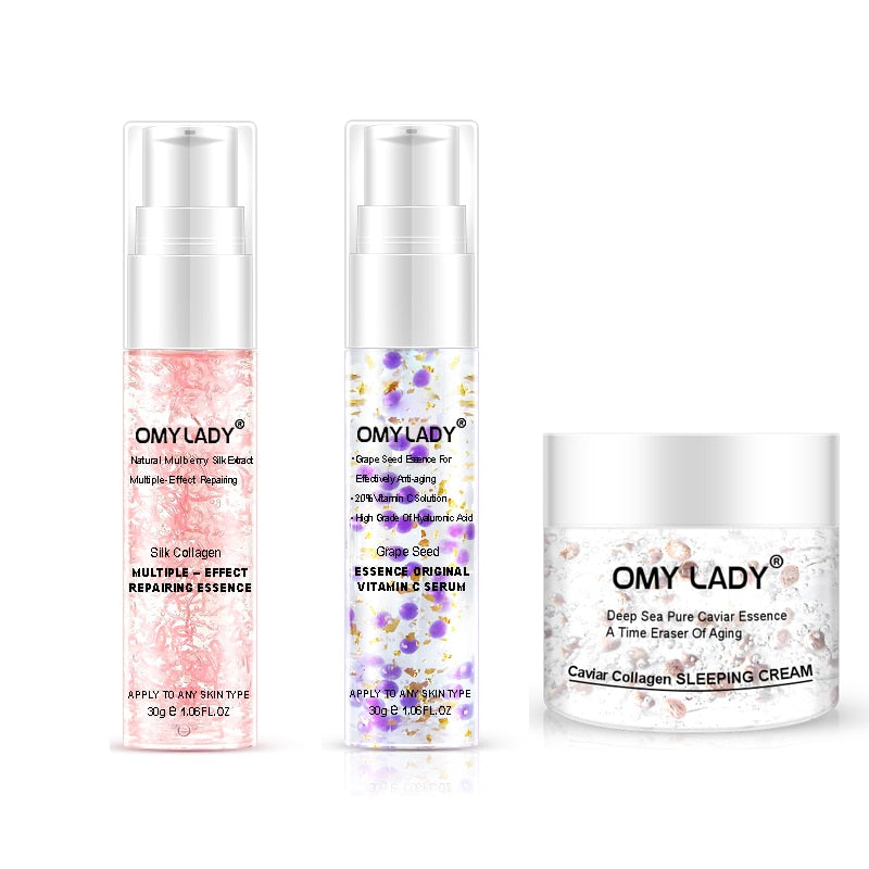 Esencia de semilla de uva OMY LADY, suero Original de vitamina C, crema facial, esencia líquida, retardante del envejecimiento, reducción de arrugas, piel hidratante