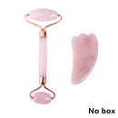 Slimming Massager Rose Quartz Roller Natural Jade Roller Microneedle Roller Jade Spatula Three-piece Skin Care Facial Massager